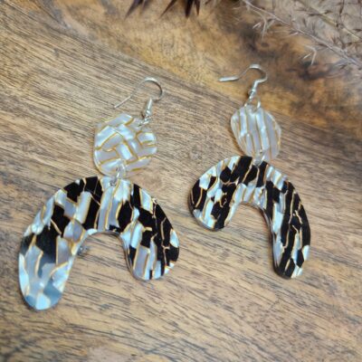 Boucles d'oreilles - noir et blanc