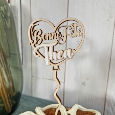 Cake toppers - Coeur acrylique et bois