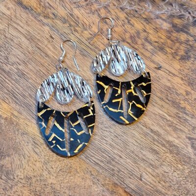 Boucles d'oreilles - Ella noir et blanc