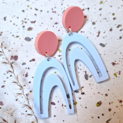 Boucles d'oreilles - Charlie (bleu et rose)