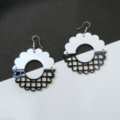Boucles d'oreilles - Geo (noir et blanc)