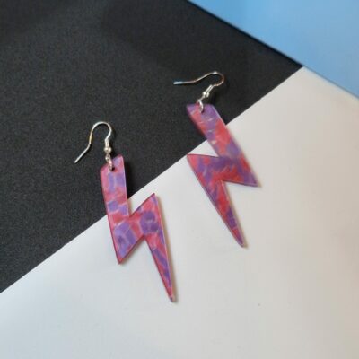 Boucles d'oreilles - Éclair (rose et violet)