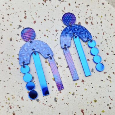Boucles d'oreilles - Arches géométriques bleues