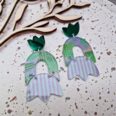 Boucles d'oreilles - Tulips (vert et violet)