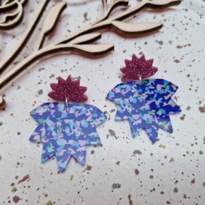 Boucles d'oreilles - Spiky (terrazzo bleu)