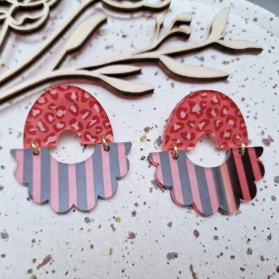 Boucles d'oreilles - Retro vibes (stripes and coral)