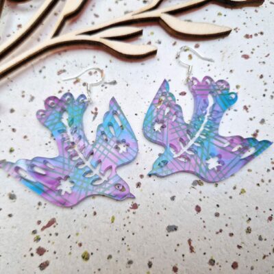 Boucles d'oreilles - Oiseaux (rose et turquoise)