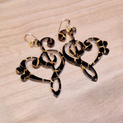 Boucles d'oreilles - Clés (noir et or)