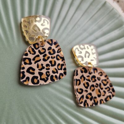 Boucles d'oreilles - Doré et léopard
