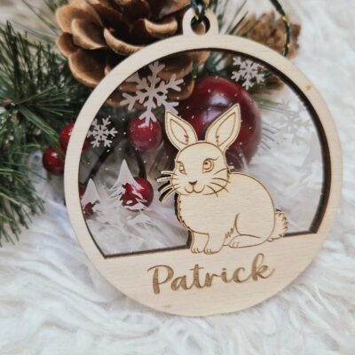 Décoration de Noël - Lapin et paysage d'hiver